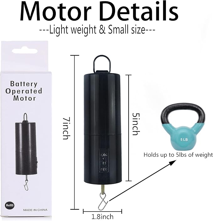 2 Pack Wind Spinner Motor Hanging Display Motor Battery Operated 20 RPM Rotating Motor Multi-Purposes for Wind Spinner Mobile Yard Decor Hanging Ornament Outdoor Sculptures-Medium Speed (2 Pcs Black)
