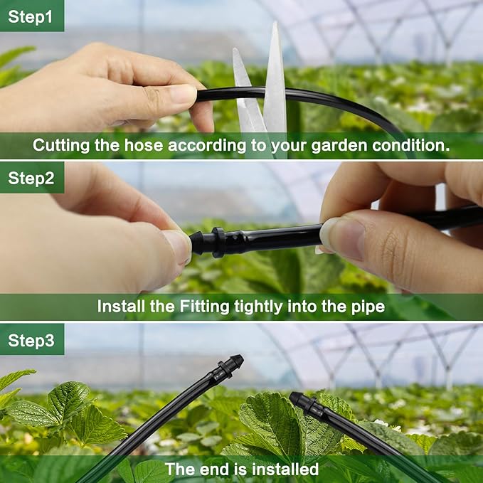 70 Pack Drip Irrigation Universal 1/4" Barbed End Plug Fittings, Barbed Connectors for Drip or Sprinkler System