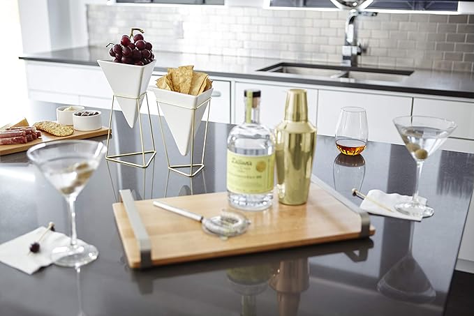 Umbra - 1004372-524 Trigg Desktop Planter Vase & Geometric Container-for Succulent, Air, Mini Cactus, Faux Plants and More, Desk, White/Brass