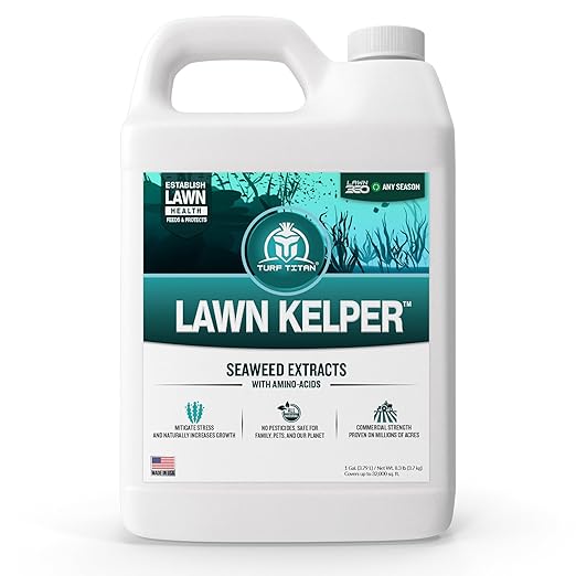 Turf Titan Lawn Kelper - Seaweed Fertilizer for Plants and Lawns - Liquid Lawn Fertilizer Feeds and Protects - Liquid Seaweed Fertilizer for Nutrient Absorption - 1 Gallon