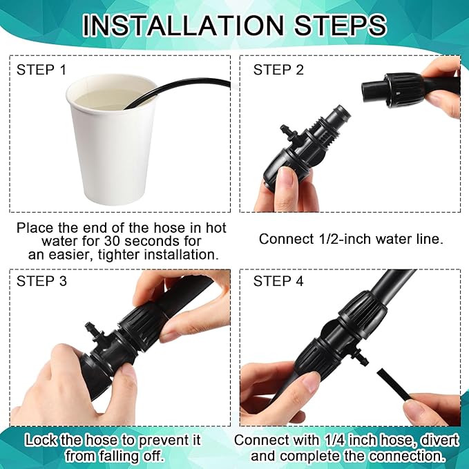 40 Pcs 1/2" Tubing Irrigation Fittings Kit 1/2 ID x 0.6-0.63 OD 16 mm Drip Irrigation Barbed Connectors Include 6 Switch Valves 18 Barbed Tee 8 Ends 4 Adapters 4 Elbows (Black and Green)