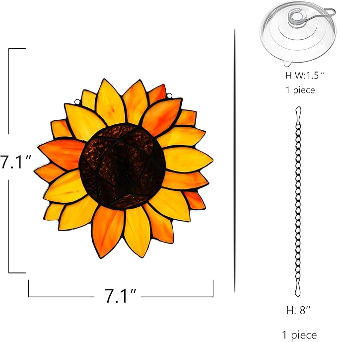 BOXCASA Sunflower Gifts Stained Glass Window Hangings,Sunflower Suncatcher Best Teacher Gifts for Women,Sunflower Decor Suncatcher for Window,Home Decor,Gift for Teacher Mother Grandma