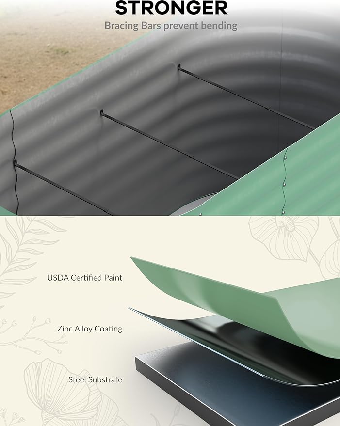 8x2x2ft Raised Garden Bed,Galvanized Raised Planter Boxes Outdoor with Easy Assembly, Large Garden Bed for Vegetables, Fruits, Flower,Raised Garden Bed,Green