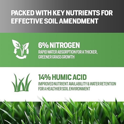 64oz Liquid Lawn Fertilizer - Covers 8,000 sq. ft., NitroHume Nitrogen Liquid Fertilizer for Lawns, Humic for Healthy Soil - Ideal Grass Food for Lawn, Plant Food for Grass Greener Growth