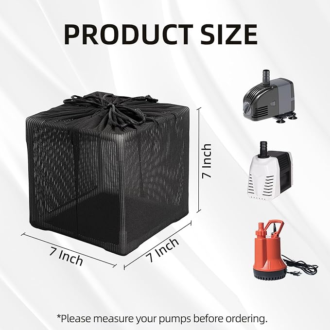 Fineday Pond Filter, Anti-Clogging Cube Outdoor Mesh Water Pump Barrier Bag Box Basket (7" x 2 Pack)