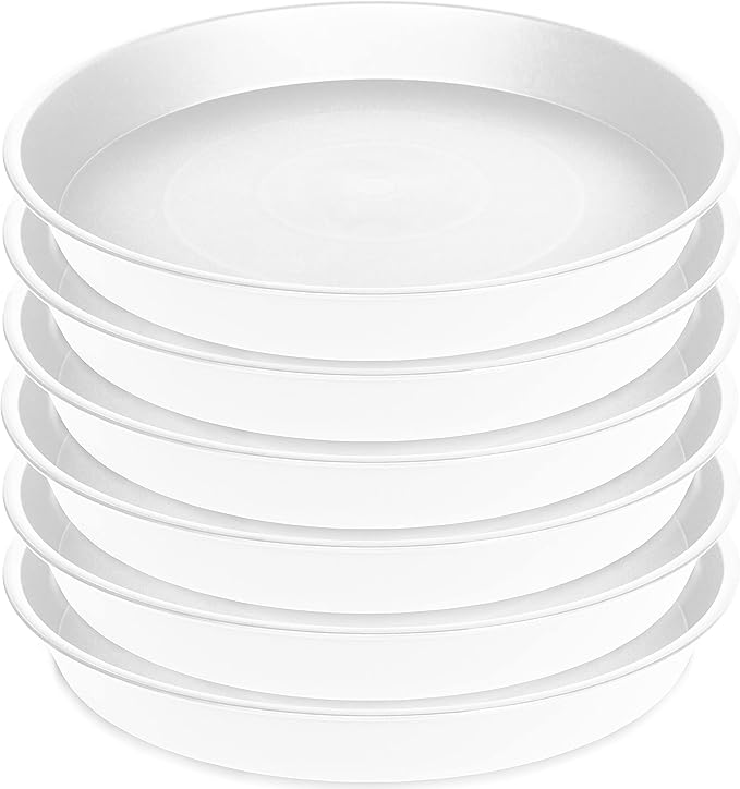 6 Pack of 12 inch Plant Saucer, Heavy Duty Plastic Plant Saucer 12" Round, Plant Tray for Pots, Flower Plant Saucers for Indoors, Plant Trays for Planter 11"/12" (12 inch, Creamy White)