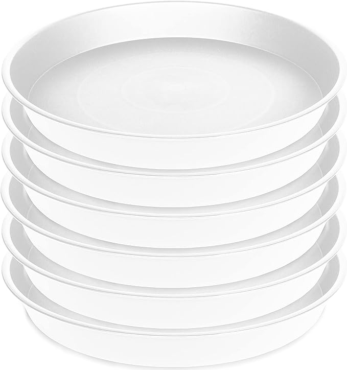 6 Pack of 10 inch Plant Saucer, Heavy Duty Plastic Plant Saucer 10" Round, Durable Plant Tray for Pots, Plant Saucers for Indoors, Plant Trays for Planter 8"/9"/10" (10 inch, Creamy White)