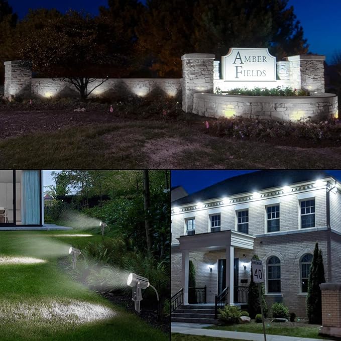 T-SUNUS Solar Spot Lights Outdoor IP65 Waterproof White 6000K 2-in-1 Landscape Spotlights, 9.8ft Cable Separate Panel Auto Dusk to Dawn Dimmable for Flag Yard Garden Patio Driveway Pathway Garage