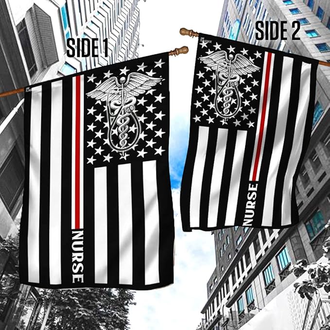 FLAGWIX American Flag, Nurse Flag Thin Red Line Nurse Flag - 4th of July, Independence Day Decorations for Home, Garden, House Flag 30x40 - USA Flags Premium Polyester, Decorative Indoor Outdoor Flag
