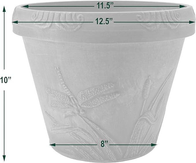 PSW Pot Collection Dragonfly Planter Pot for Indoor and Outdoor Plants and Gardens, 12.5' by 10, Chocolate