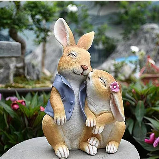 Garden Rabbit Statue Outdoor Decor Resin Funny Bunny Figurines for Outdoor Patio Lawn Yard Art Decoration Christmas Housewarming Gift