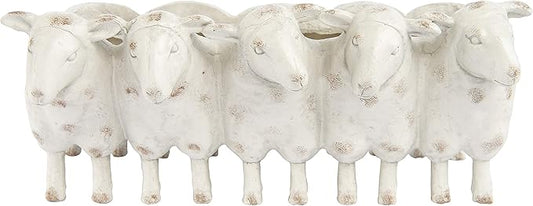 Creative Co-Op Farmhouse Resin Sheep Planter, White, EC0260
