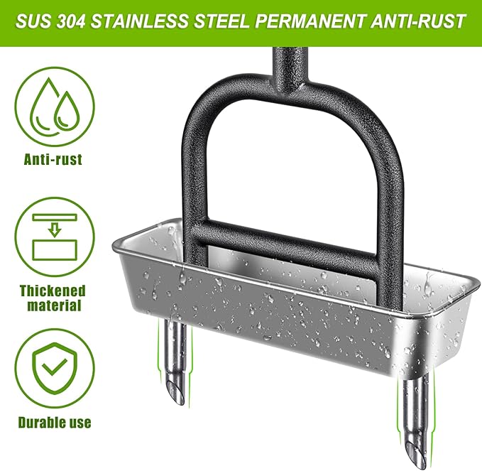 Dolibest Lawn Coring Aerator, Manual Lawn Aerator, 2 Stainless Steel Corer Plug Aerator with Soil Core Storage Tray, Pre-Assembled Manual Grass Aerating Tool & Clean Hand Tool, Improving Lawn Health