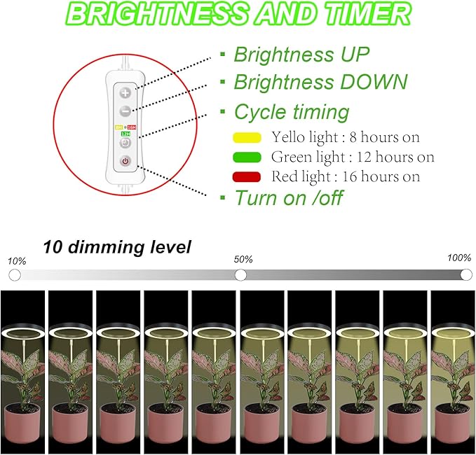 Plant Grow Light,yadoker LED Growing Light Full Spectrum for Indoor Plants,Height Adjustable, Automatic Timer, 5V Low Safe Voltage,Idea for Large Plant Light