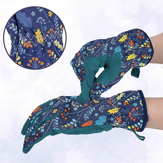 Womens Gardening Weeding Working Gloves, Leather Garden Glove for Women Thorn Proof No Stab for Digging, Planting,Pruning