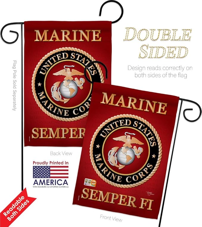 US Marine Corps Flag Armed Forces USMC Semper Fi American Flags For Outside House Military Memorabilia Retire Official Tapestry Veteran Banner Wall Decor Poster Small Grave Decorations For Cemetery Garden Remembrance Memorial Gifts Made In USA