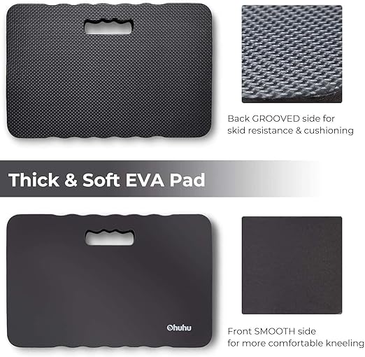 Ohuhu Premium Thick Kneeling Pad, 2-Pack Large Comfortable Gardening Knee Mat with 2 Different Surfaces, Extra Thick Knee Cushion Kneeler for Gardening Work Baby Bath Exercise Praying, 17x11x1.5 Inch