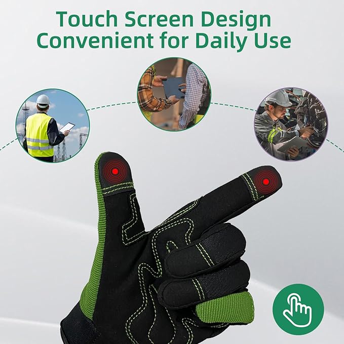 Gardening Gloves for Men and Women, Thorn Proof & Puncture Resistant Working Gloves, Gloves for Safety Work and Gardening, Gardening Gifts, Synthetic Leather Spandex Mechanic with Touchscreen Support