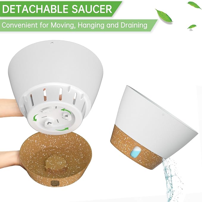 ZMTECH Hanging Planters for Indoor Plants Set of 2 Self Watering Hanging Pots Hanging Baskets Hanging Flower Pots for Outdoor Hanging Plants(8 Inch, White)