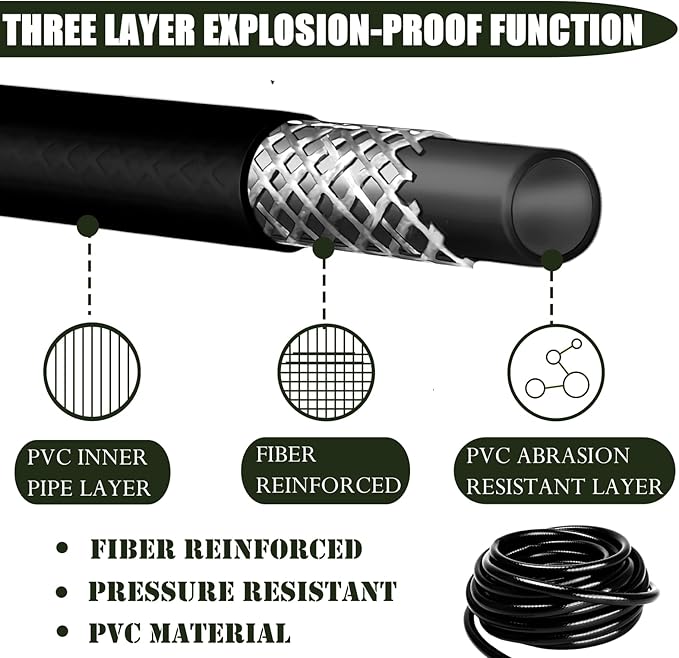 1/2in. Drip Irrigation Tubing - 50FT Drip Line Irrigation System Parts for Garden(Includes 1/2" Straight Connector,Switch Valves, T Connectors, 1/2" to 1/4" Tubing Reducers, Cable Zip Ties)