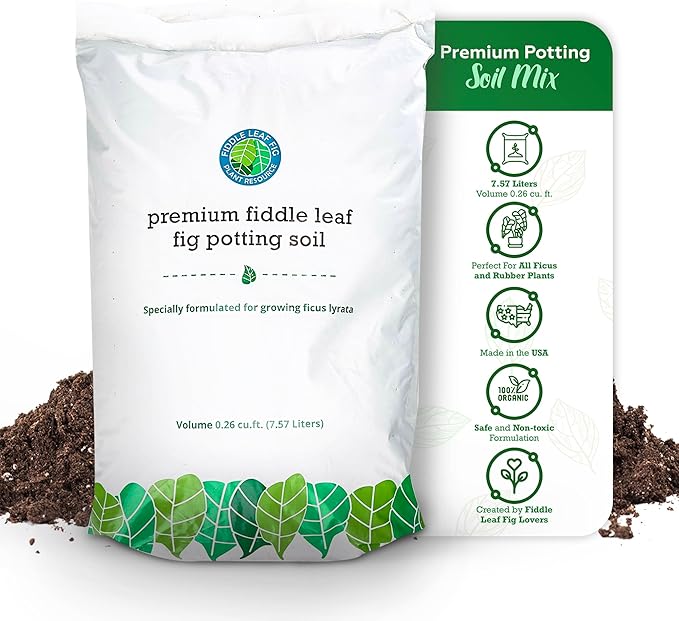 Fiddle Leaf Fig Potting Soil Mix by Fiddle Leaf Fig Plant Resource | Premium Organic Soil with Enhanced Drainage for Fast Growth and Healthy Roots (Large Bag)