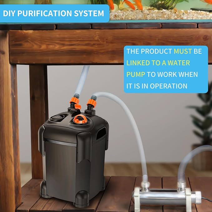 UV Pond Water Clarifier for 20-300 Gallon, UV Sterilizer for Swimming Pool, Spa, Large Fish Tank, Cold Plunge, 12MM/16MM/20MM/Pipe Diameter Available Ultraviolet Clarifier for Green Water