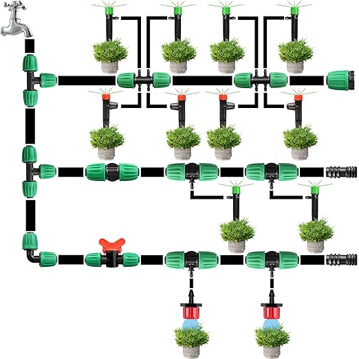 Drip Irrigation 1/2" Tee Fittings：1/2 Inch Drip Line Lock Barbed Tee Connectors for 1/2 Drip Irrigation Tubing (1/2" ID x 0.640" OD) Anti-Drop Three Way Drip Irrigation Parts (12 Pieces)