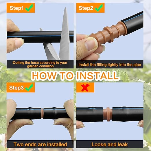 21-Pack Drip Irrigation Universal Barbed Coupling Fitting, Barbed Connectors for 1/2" Drip Tubing