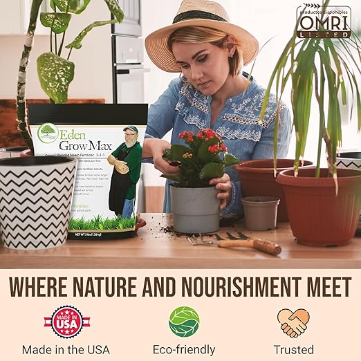 Eden Grow Max Organic Blended Neem Cake | Perfect for Home Gardening, Fruits, Lawns & Flowers | OMRI Listed (3lbs)