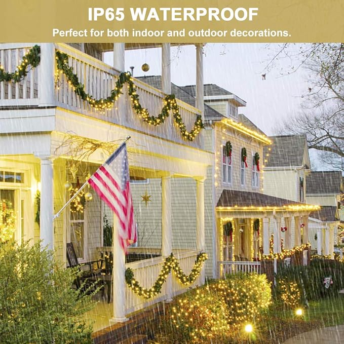 Decute 800 LED 272FT Christmas String Lights - 8 Modes with Timer Function, Waterproof Fairy Lights for Christmas Tree, Party, Wedding, Yard, Garden, Indoor/Outdoor Decorations, Warm White