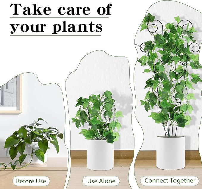 ZOUTOG Trellis for Climbing Plants Indoor 30 Inch, Houseplant Trellis for Potted Plants Metal 4Pcs for Vine Ivy Flower Support,Moon Shape,Black