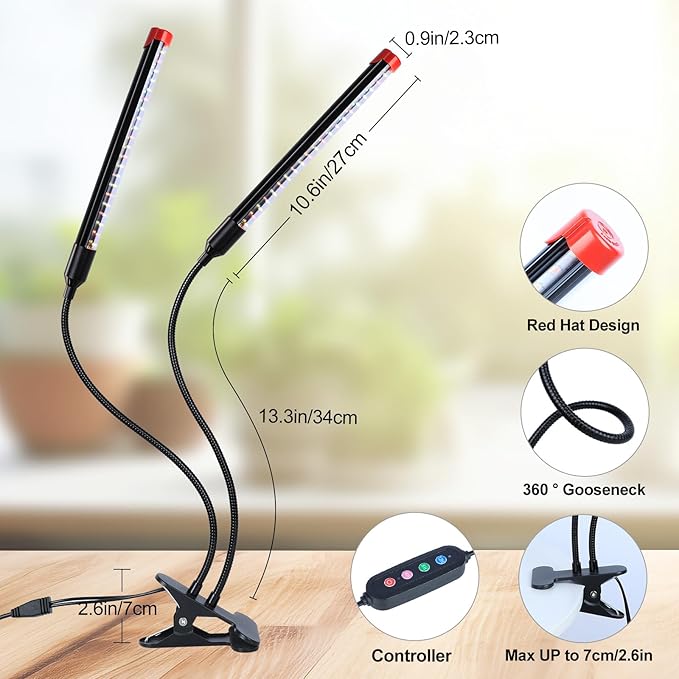 Grow Lights for Indoor Plants Full Spectrum, 2000 Lumens LED Grow Lights, 100W Plant Lights for Indoor Growing, 84 LEDs Clip on Plant Growing Lamps for Seed Starting Seedlings Precision Timer