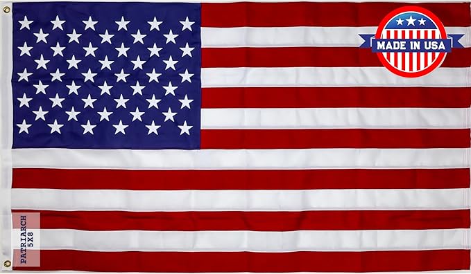 Carrot-Top Patriarch Polyester American Flag for Outside & Inside 5x8 - US Flag, Outdoor, United States Flag Made in USA, Heavy Duty w/Brass Grommets