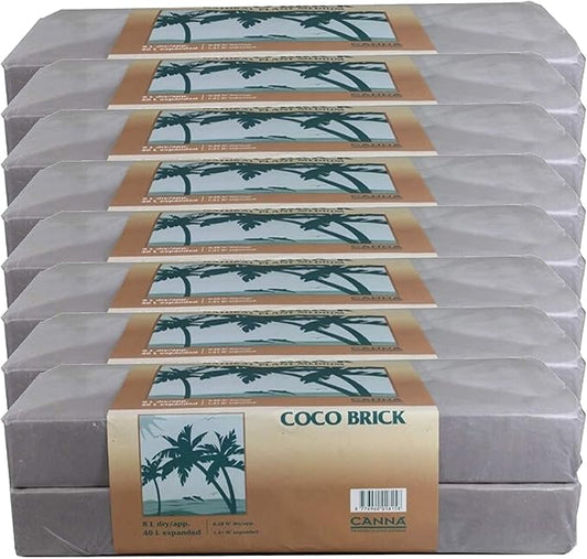 Canna Coco Brick 40L Expandable Natural Plant Medium Soil Substrate, 40 Liter Expanded - 8 Liter Dry, Reusable (8)