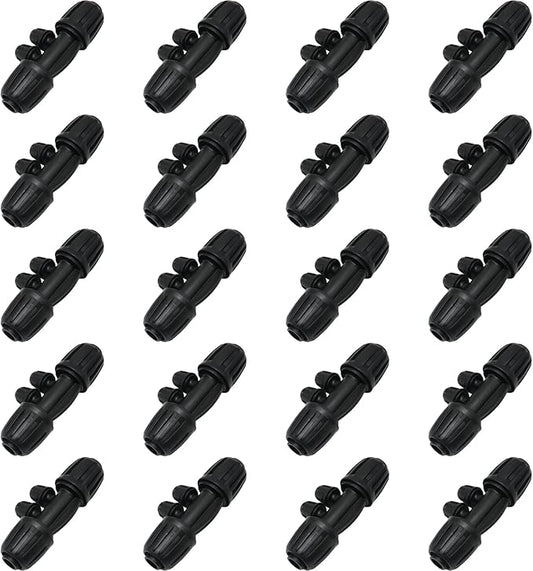Barbed Tee 4 Way 16 Double Latch Reducing Cross for (1/2 inch ID x 0.60 inch-0.63 inch OD) 16 mm Drip Tubing 1/2 inch to 1/4 inch Pipeline Irrigation Fittings (20PCS-4Way)