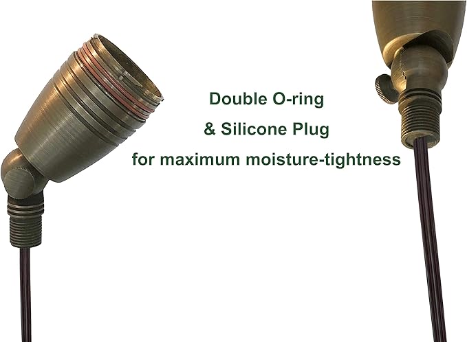 GKOLED UL Listed Solid Brass Landscape Spotlight, Low Voltage Outdoor Directional Uplight, with 5W MR16 LED Bulb & Large Rugged Slot Spike, 12V AC/DC Garden Patio Spot Up Light