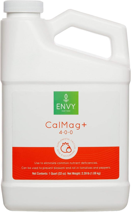 ENVY CalMag+ (4-0-0) Professional Grade Calcium, Magnesium and Iron Liquid Plant Food Supplement for Hydroponics & Soil (Quart)