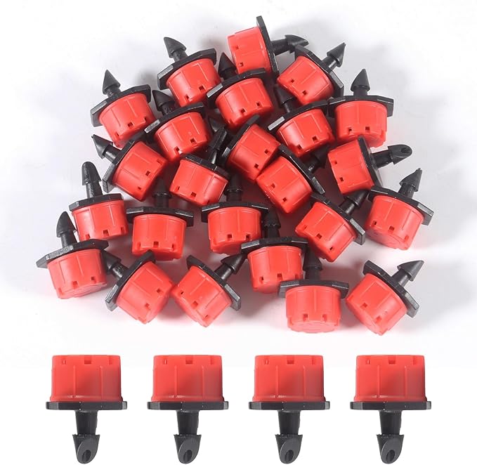 100pcs Drip Irrigation Fittings 360 Degree Adjustable Irrigation Drippers Sprinklers 1/4 Inch Drip Fittings for Watering System