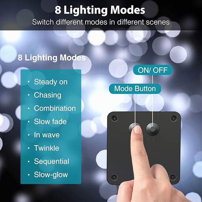 kolpop Cool White Solar Fairy Lights Outdoor, 32FT 80LED Twinkle Light Outdoor Waterproof, 8 Modes Copper Wire Mini Solar String Lighting for Garden Christmas Tree Outside