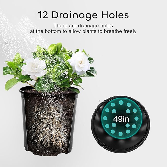 GROWNEER 24 Set 6" 1 Gallon for Plants Flexible Nursery Pot with Drainage Hole and 15 Pcs Plant Labels Flower Plant Container for Indoor Outdoor Seedlings Vegetables Succulents(Black)