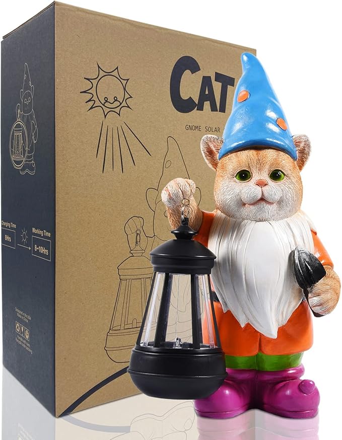 Solar Cat Statues for Garden Decor: Outdoor Sculptures for Clearance Lights for Outside Lawn Ornaments Porch Patio Balcony Yard Home – Birthday Gifts for Mom Grandma Women