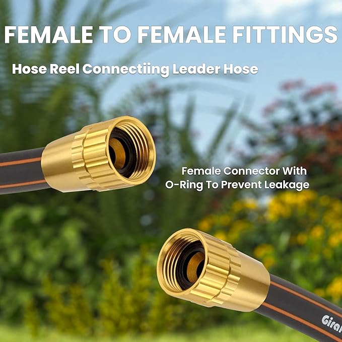 Giraffe Tools Leader Hose 6ft x 5/8", Short Water Hose Heavy Duty for Hose Reel, Lightweight, Flexible with Double Female Fittings