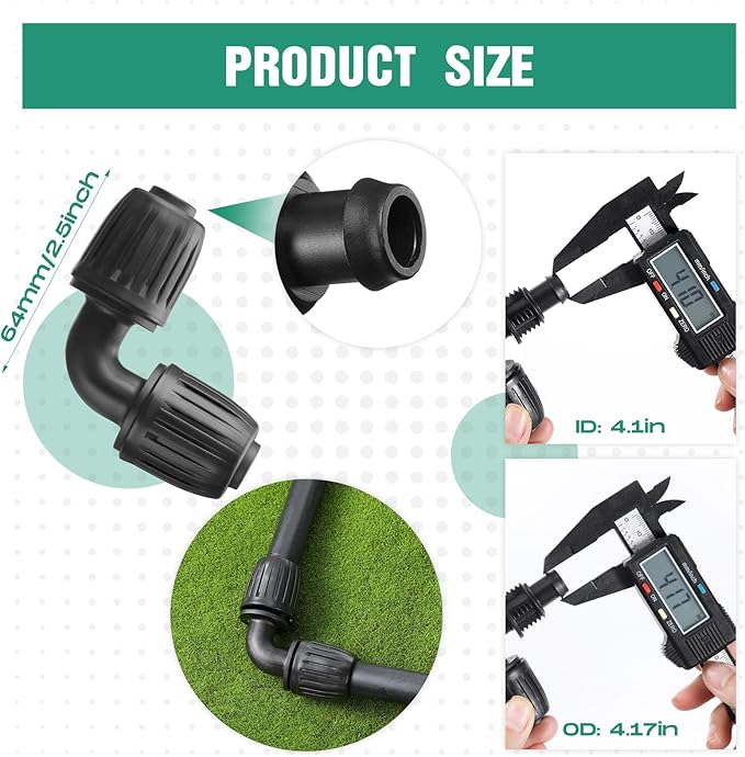 Frienda 40 Pcs 1/2 Inch Irrigation Fittings Elbow Connectors Tubing (1/2" Idx0.6-0.63" Od) 16mm Drip Tubing Barbed Drip Parts Locked Elbow Connectors for Hose, Black and Green