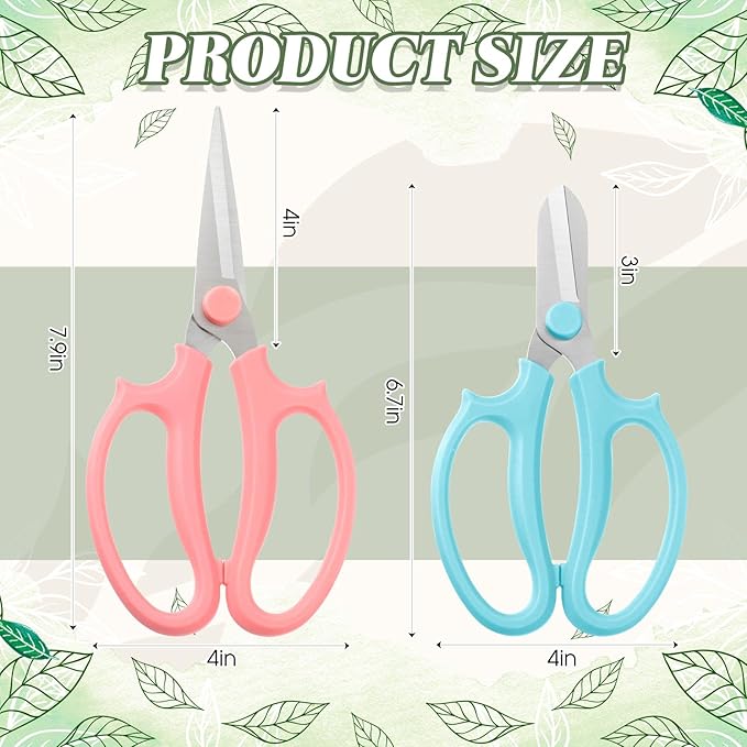 Amylove 12 Pcs Garden Flower Scissors Pruning Scissors Floral Shears Stainless Steel Garden Clippers with Comfortable Handles Flower Cutters for Branches Leaves Fruit Picking Trimming(Cute Color)