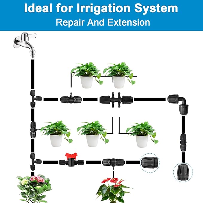 1/2 inch Irrigation Fittings End Plugs For (1/2" ID x0.6-0.63" OD) 16mm Drip Tubing Connectors-10Pack