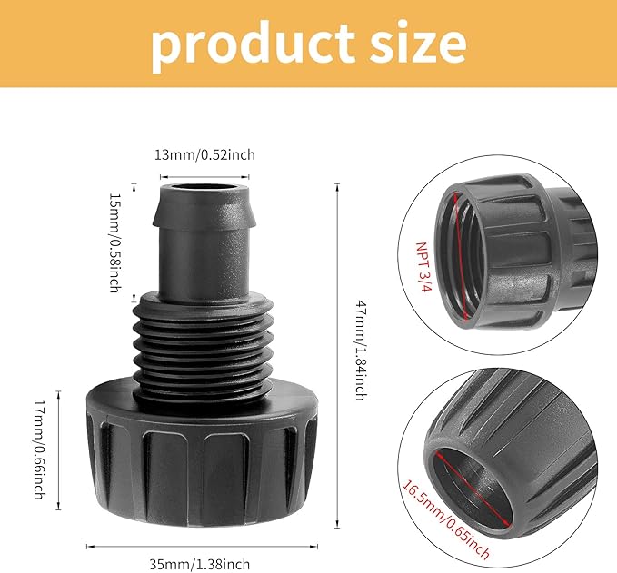 4Pcs 1/2 Inch Drip Irrigation Hose Connectors 3/4 Inch Garden Faucet Hose Adapter Drip Irrigation Tubing Connector for Garden Irrigation Misting System