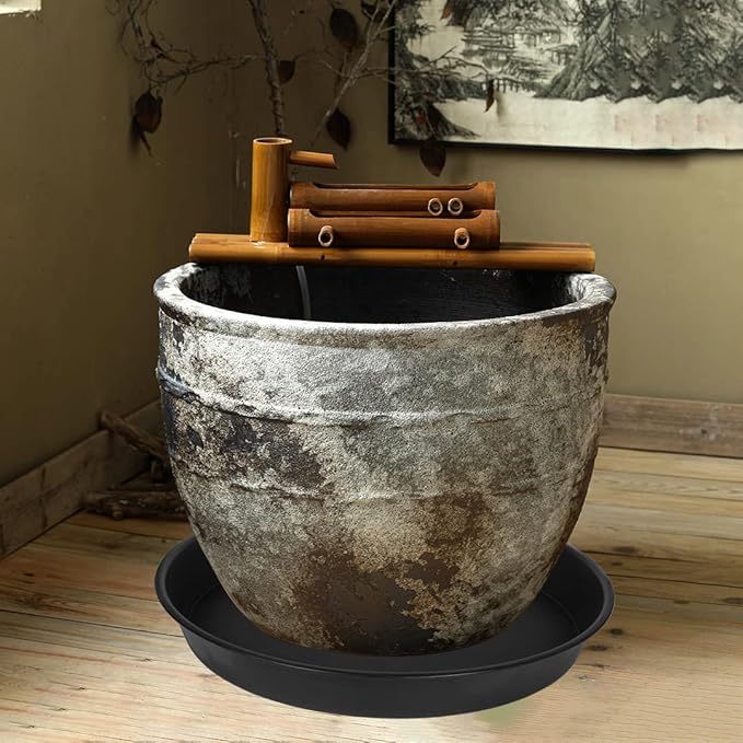 4 Pack of 16 17 inch Plant Saucer (15 inch Base), 2.3" Depth, Heavy Duty Deep Plant Trays for Pots, Plastic Plant Saucers for Indoors, Bird Bath Bowls, Drip Trays for Planter (17", Black)