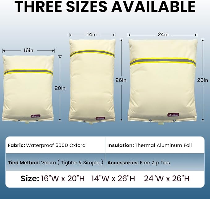 Backflow Preventer Insulation Cover, 16" W x 20" H YeloDeer Reusable Waterproof Sprinkler Valve Cover with Aluminum Foil, Outdoor Well Pump Cover Insulated for Winter Freeze Protection.