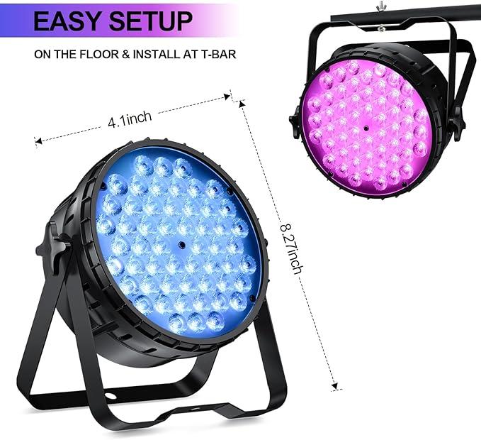 BETOPPER DJ Light 2 Pack, 54x3W LED Par Lights, DMX Stage Lights Sound Activated, Strobe Wash Lighting for Wedding, Church, Party, Club, Concert and Festival Events (2)
