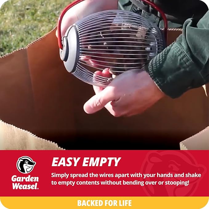 Garden Weasel Nut Gatherer - Small Cage | Pick Up Small Acorns, Buckeyes, Beech Nuts | Nut Collector and Picker Upper Roller | 95334